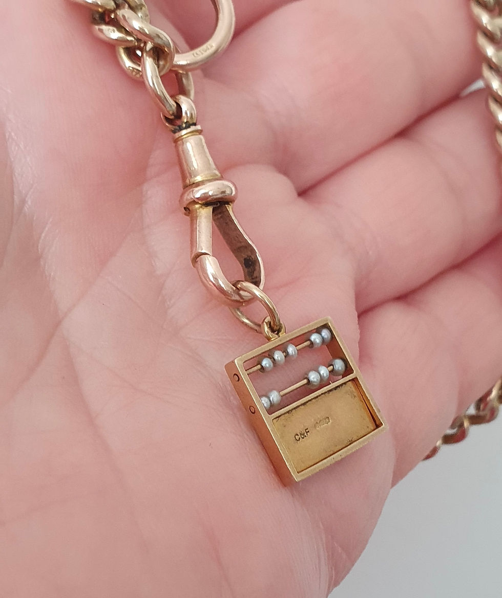 Thumbnail: Art Deco I LOVE YOU Enamel Pearl Abacus Charm Pendant