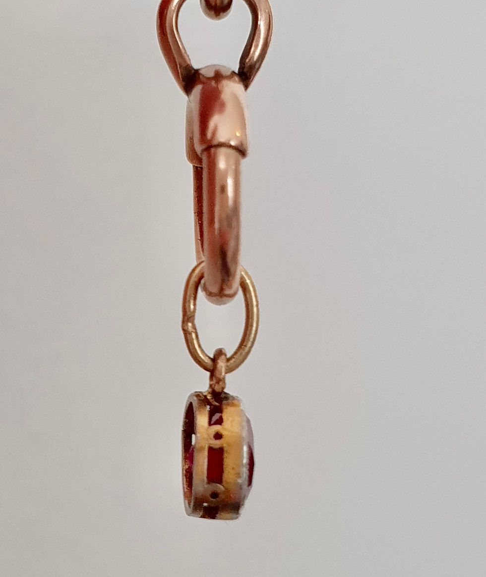 Thumbnail: Antique Art Deco Natural Ruby Pendant Charm Dangler