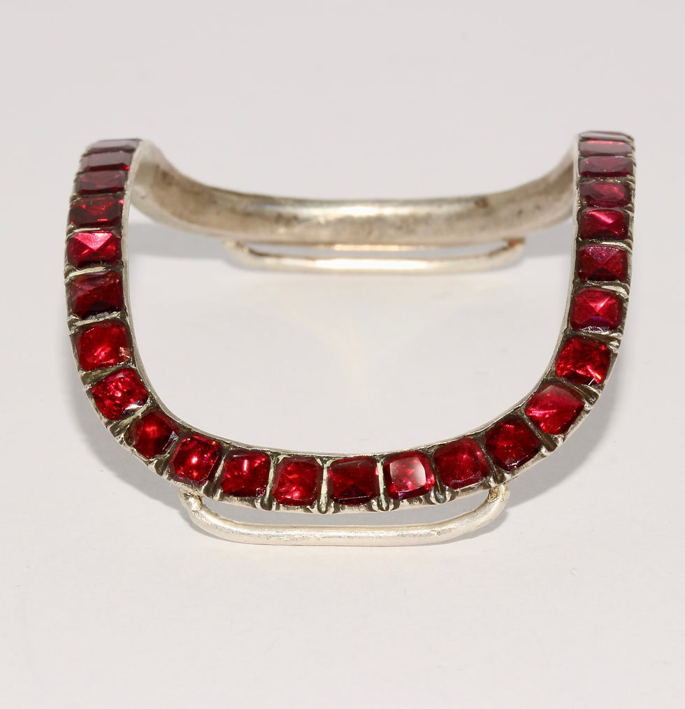 Thumbnail: Antique Georgian Garnet Buckle Conversion Cuff Bangle Bracelet