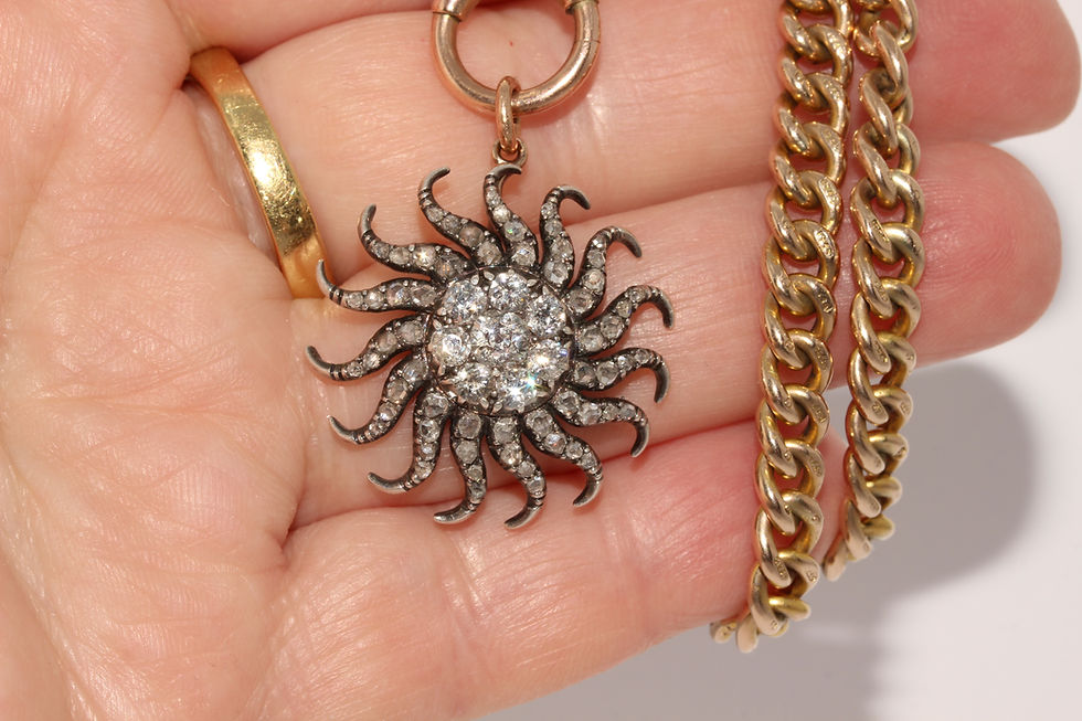 Thumbnail: Antique Victorian Diamond Starburst Brooch And Pendant