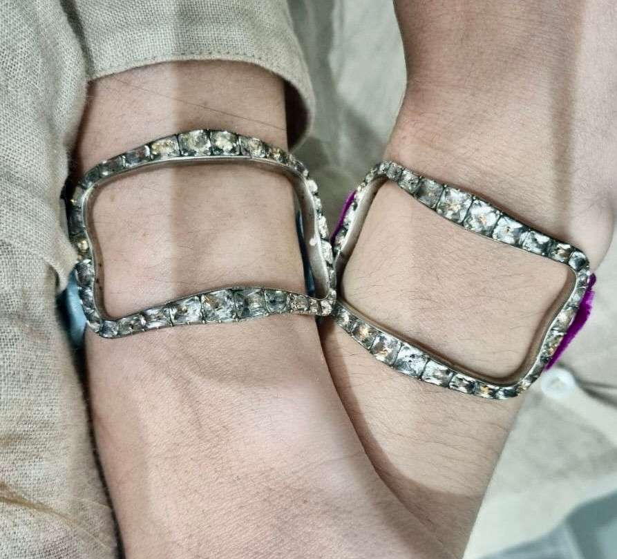 Thumbnail: Stunning Antique Georgian Paste Buckle Conversion Cuff Bangle Bracelet