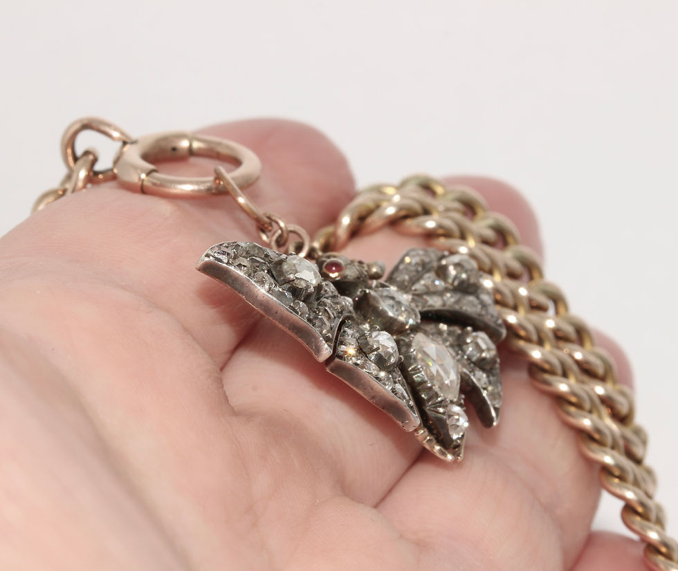 Thumbnail: Fabulous Antique Rose Cut Diamond Butterfly Pendant Brooch Pin
