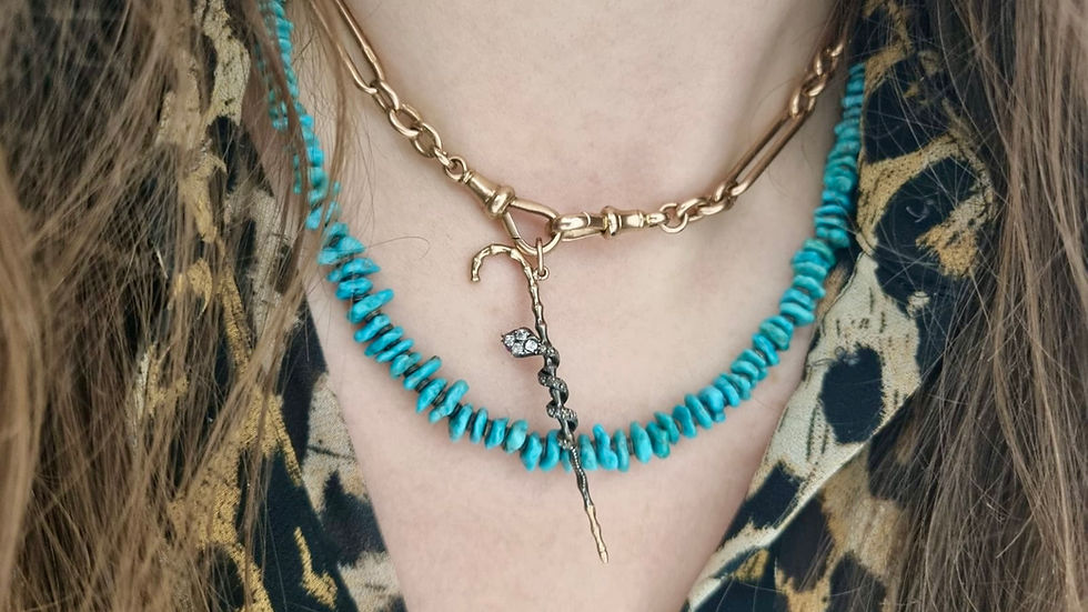 Thumbnail: Antique Solid 9K Rose Gold 15.5 Inch Paperclip Albert Chain Necklace