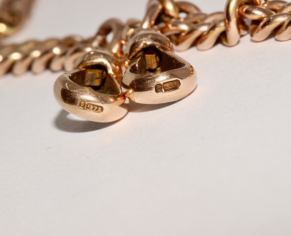Thumbnail: Antique 16.5 Inch 9K Rose Gold Albert Chain Necklace Dated 1920