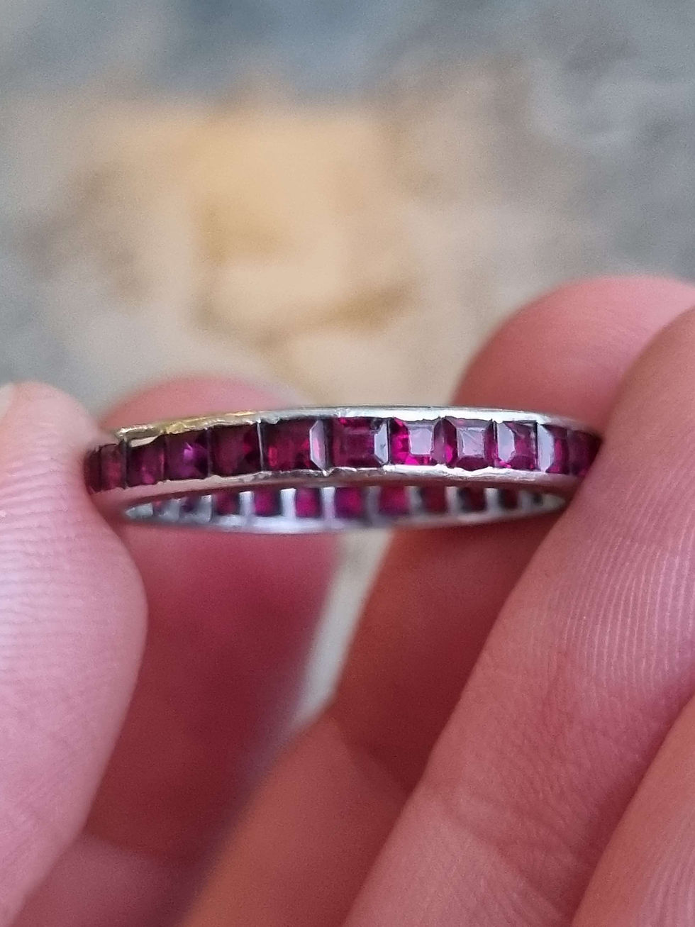 Thumbnail: Art Deco Boucheron Certified No Heat Burma Ruby Platinum Wedding Eternity Band R