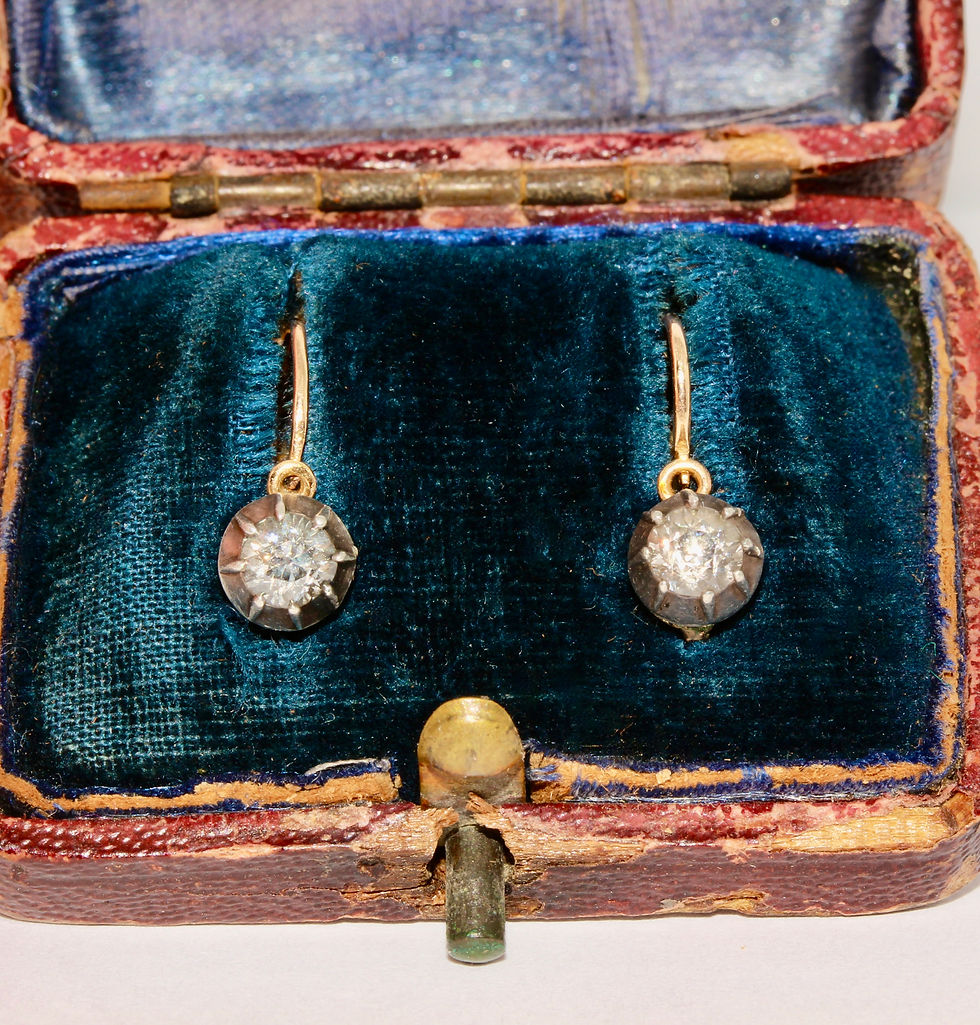 Thumbnail: Antique French Diamond Dormeuse Conversion Earrings