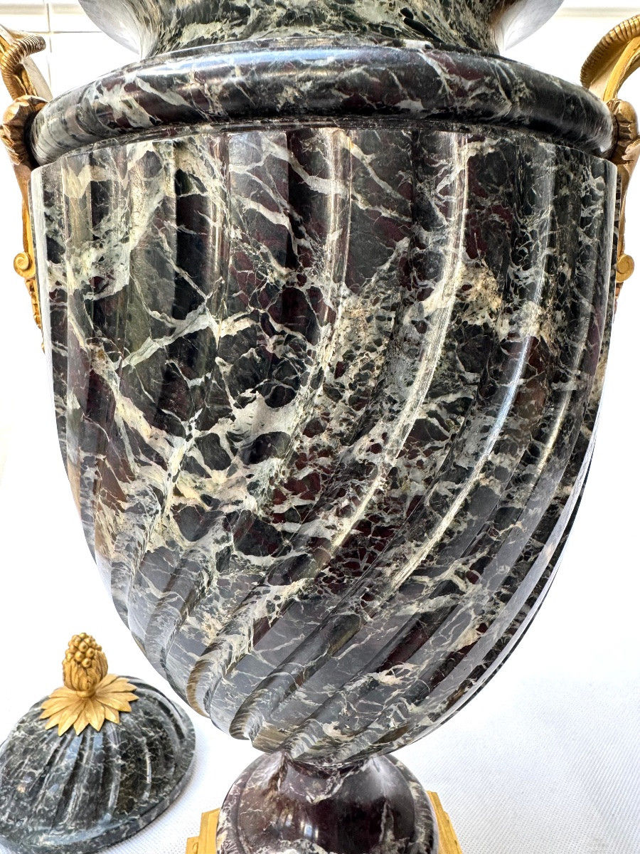 Miniature : Paul Sormani, Large 19th-century Vase In Marble And Gilt Bronze With Dragons