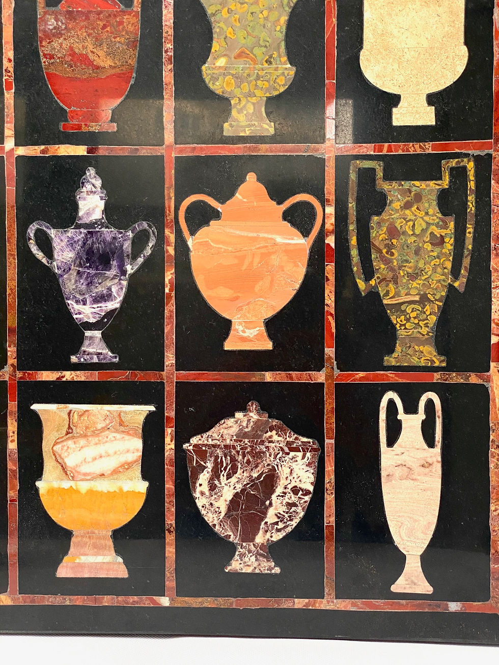 Thumbnail: An Italian pietre dure marble panel of Classical vases