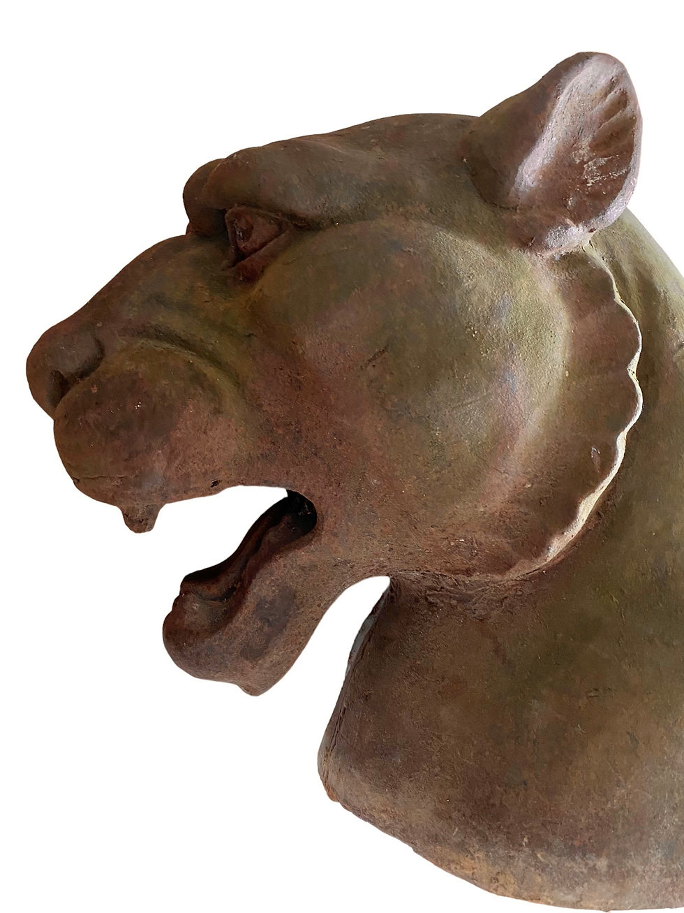 Thumbnail: Large Jaguar Or Panther Head In Cast Iron From The Early 20th Century