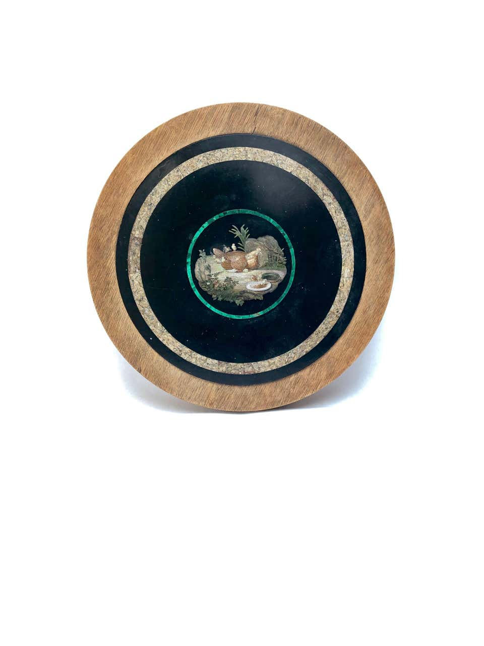 Miniature : Attribué à Barberi, plateau de table italien en micromosaïque et marbre du milieu du XIXe siècle