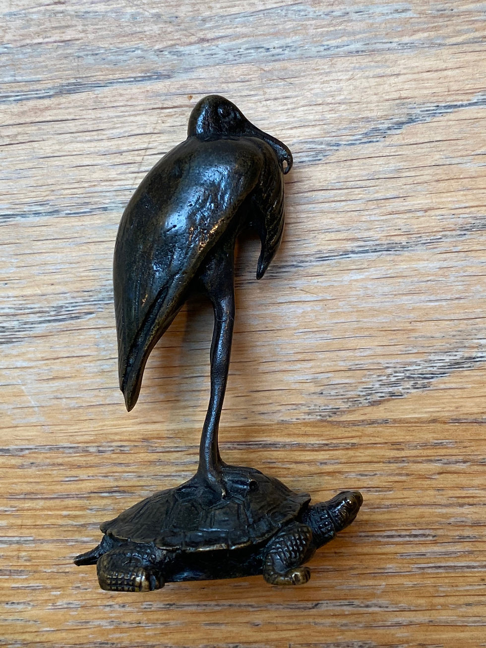 Thumbnail: Antoine-Louis Barye. Stork Resting On A Turtle. Bronze, Barbedienne Cast, Paris