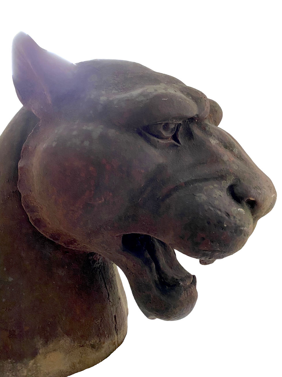 Thumbnail: Large Jaguar Or Panther Head In Cast Iron From The Early 20th Century