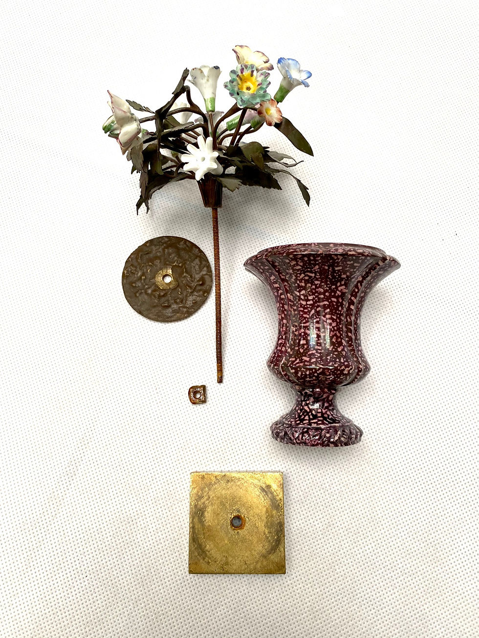 Thumbnail: Pair of Continental gilt-bronze mounted "porphyry" porcelain vases with flowers