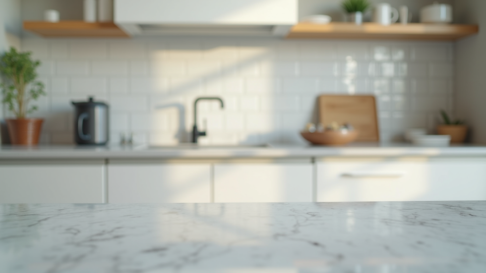 Close-up view of a sparkling clean kitchen countertop