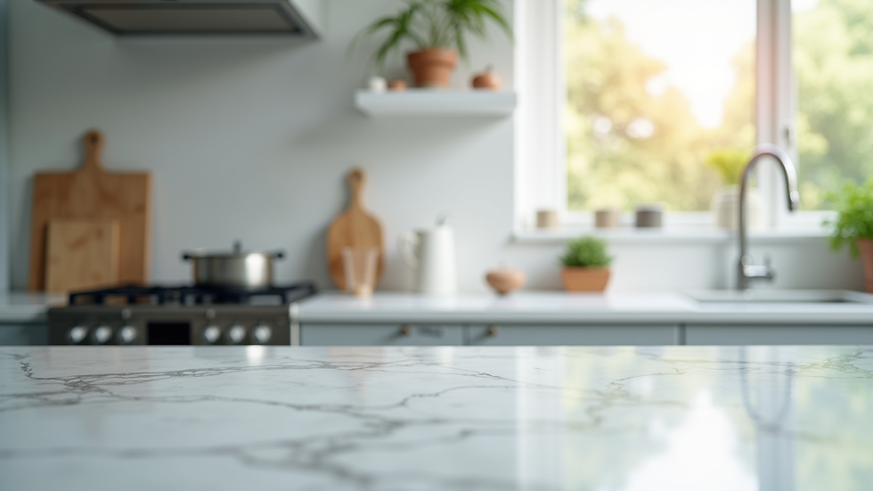 Close-up view of a sparkling clean kitchen countertop