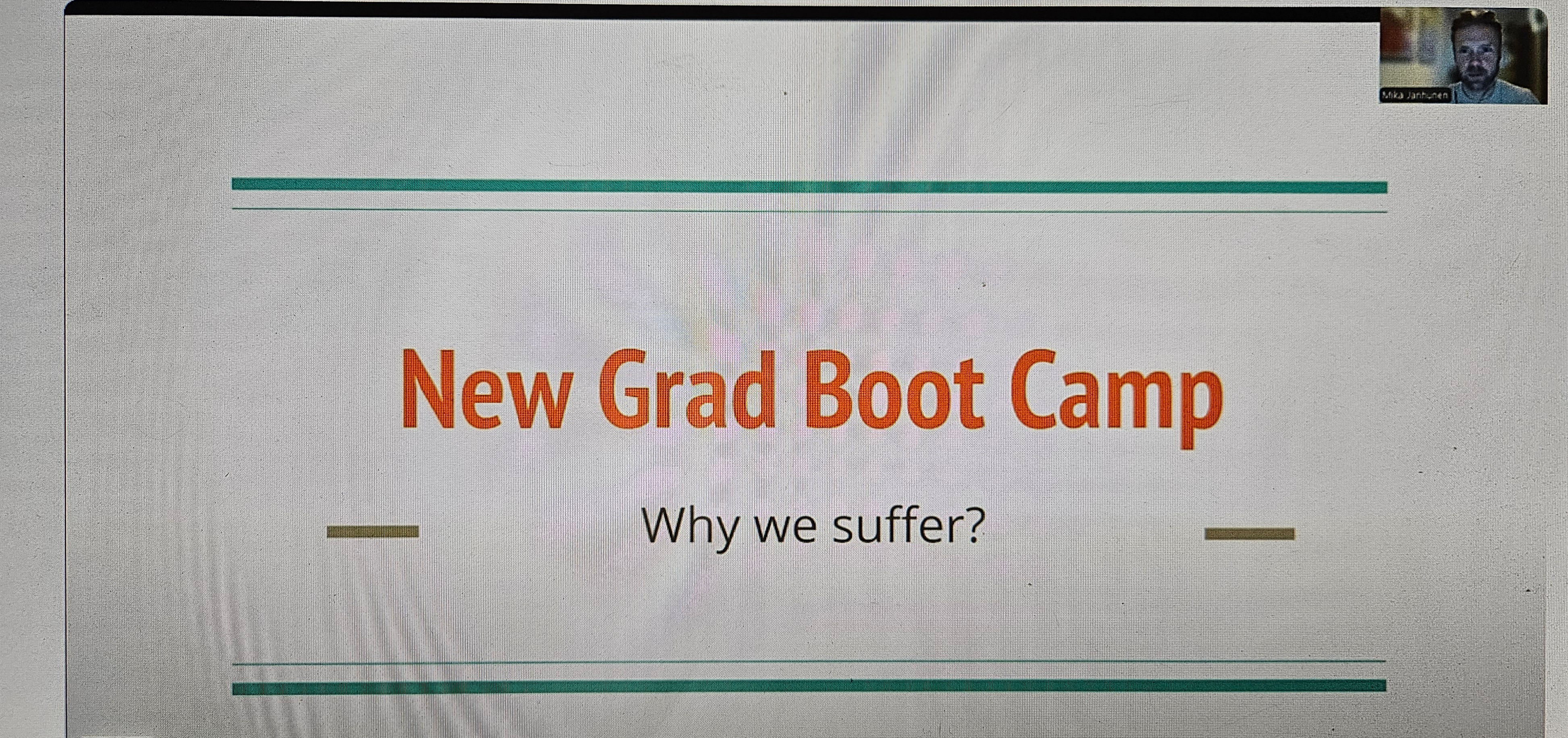 New Grad Boot Camp Course: Why We Suffer