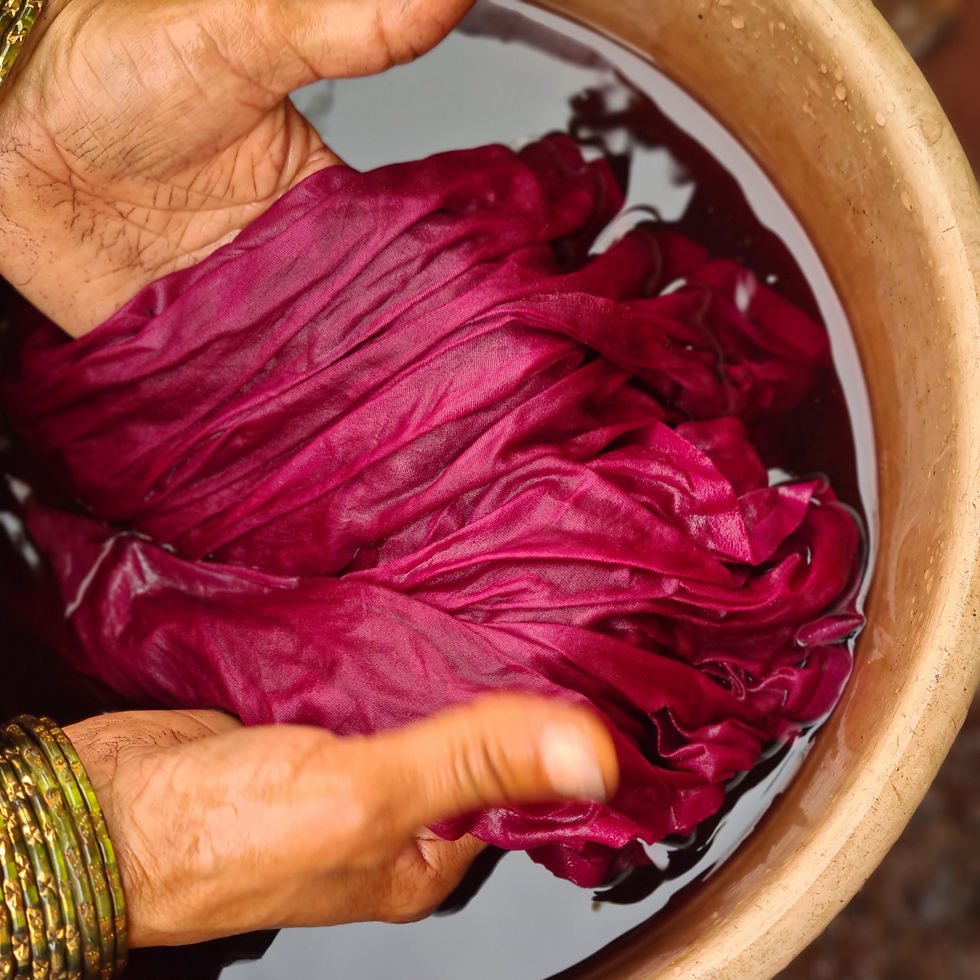 A swirl of colours in a dye bath