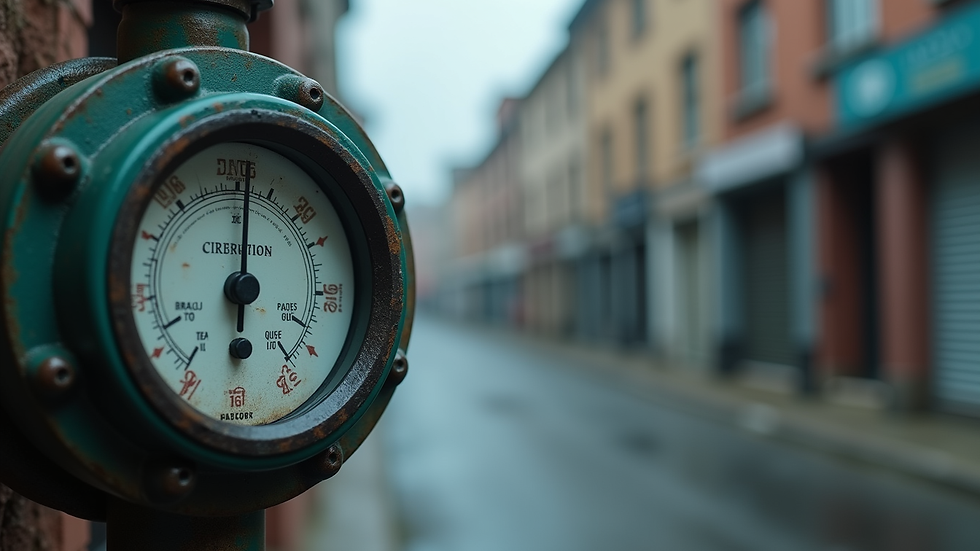 Eye-level view of a gas meter with a closed valve