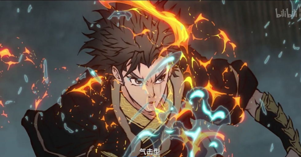 This scene features Wen Ren Yu Xuan from the Chinese animation Fog Hill of Five Elements