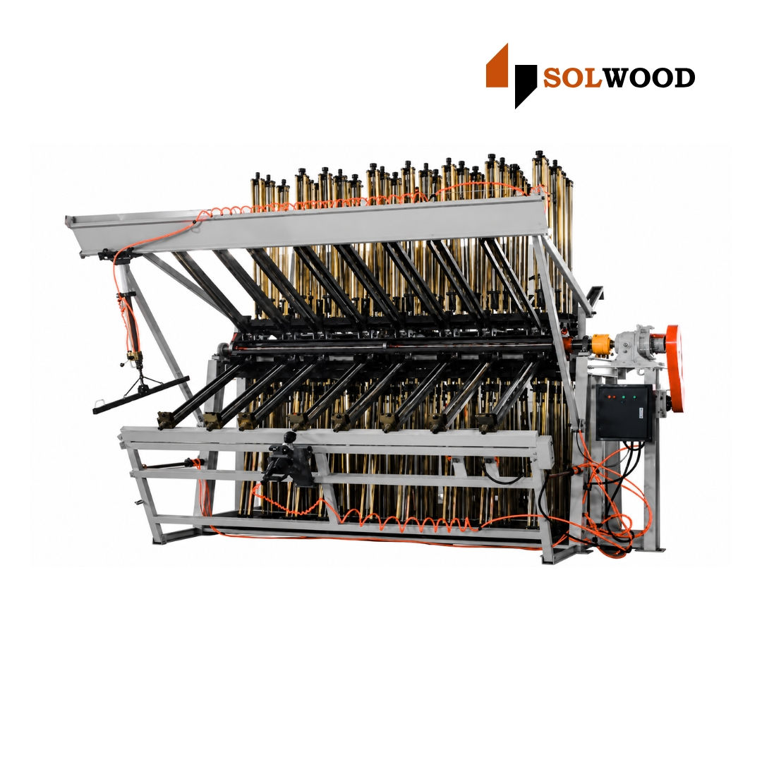 Hydraulic clamp carrier machine 20 sections with multiple vertical clamps in full view