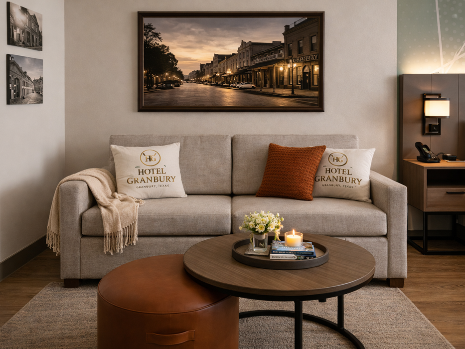 Seating area in room at Hotel Granbury