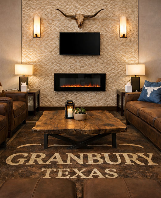 Future rendering of lobby at Hotel Granbury after renovations