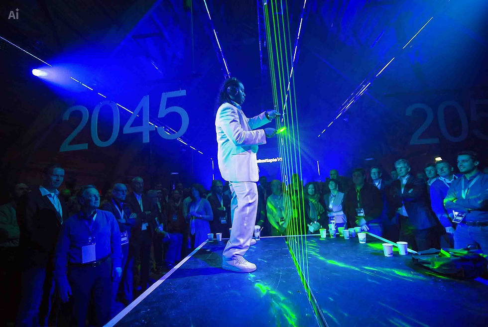 Spectacular show with a laser harp