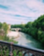 The beautiful view, crossing the Tiber, over to Trastevere.
