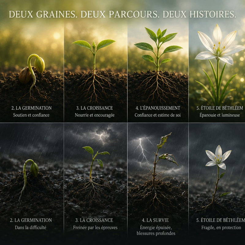 Nous commençons parfois avec le même potentiel... La première graine La pluie est douce.