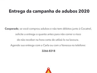 Cooperado, agende a entrega de seu adubo
