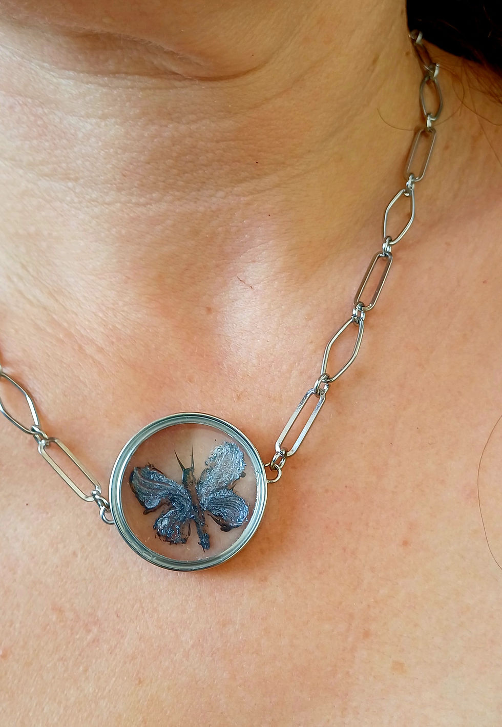Thumbnail: Black winged butterfly necklace 
