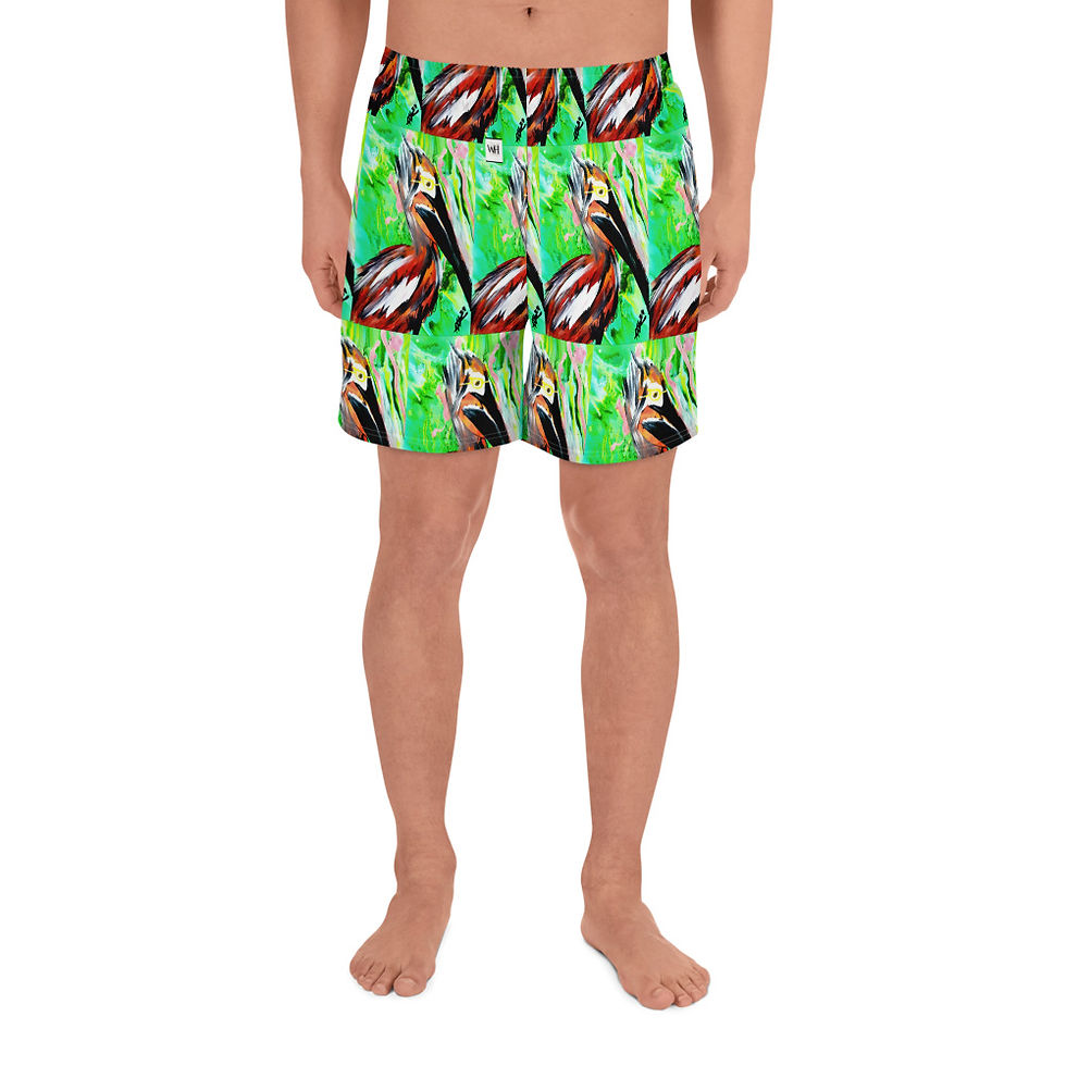 Thumbnail: Pop of colour Pelican All-Over Print Unisex Athletic Long Shorts
