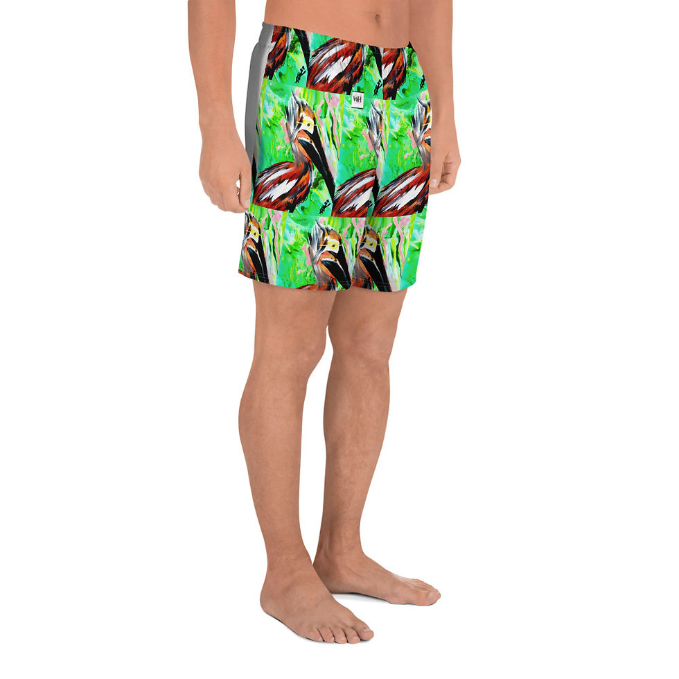 Thumbnail: Pop of colour Pelican All-Over Print Unisex Athletic Long Shorts