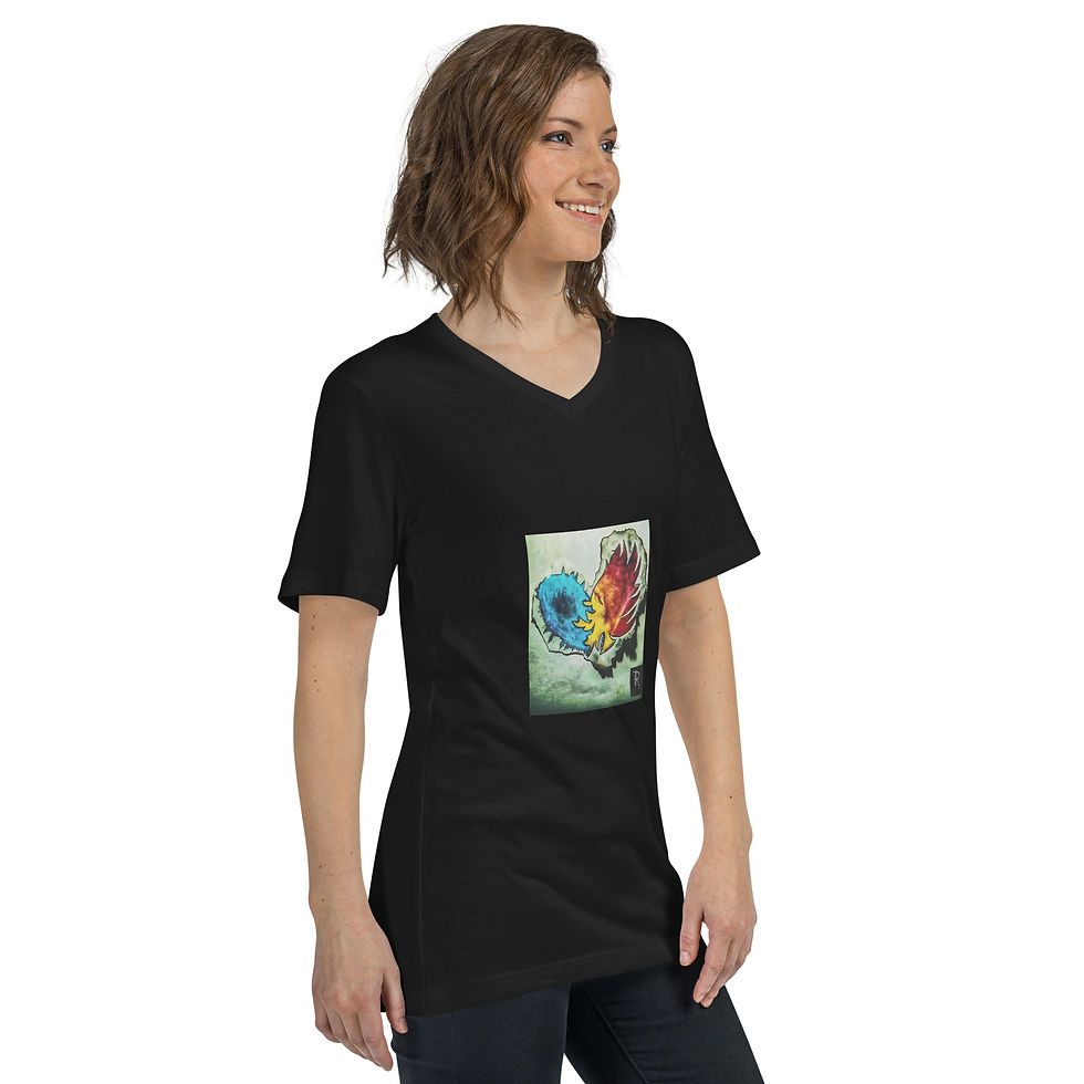 Thumbnail: Unisex Short Sleeve V-Neck T-Shirt heart 