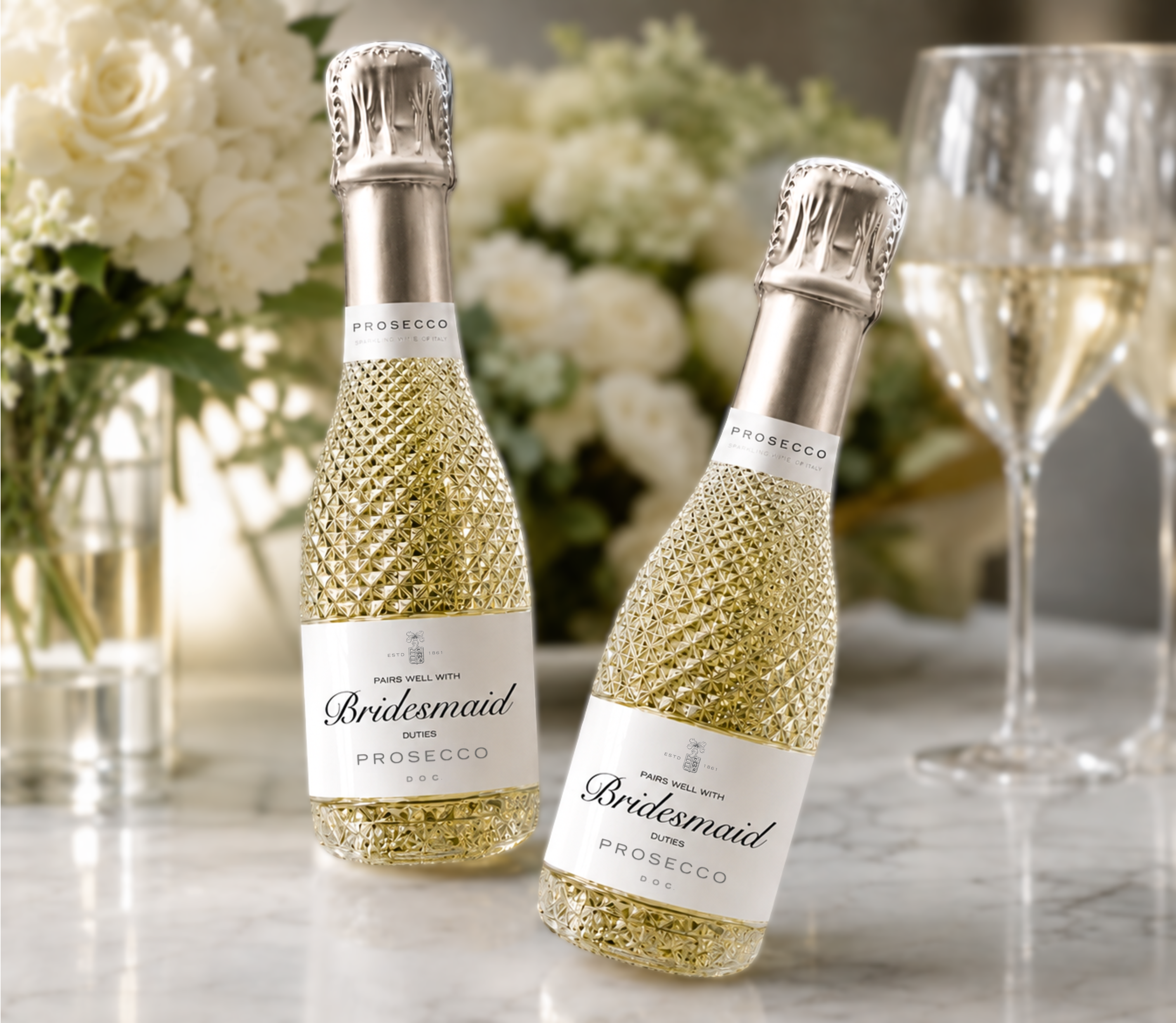 Pairs Well With Bridesmaid Duties Mini Prosecco Labels