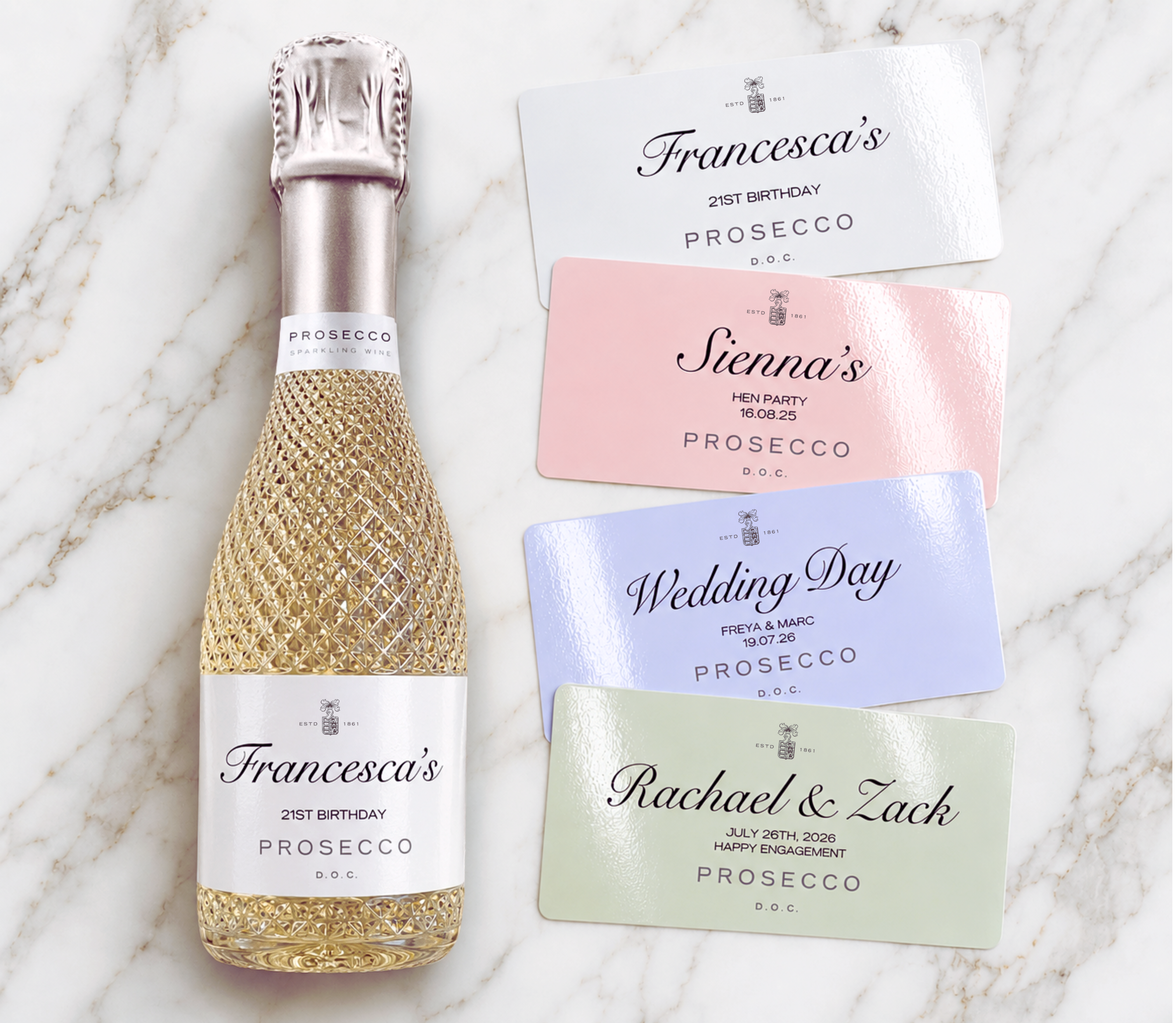 Personalised Mini Prosecco Labels - Colour Collection