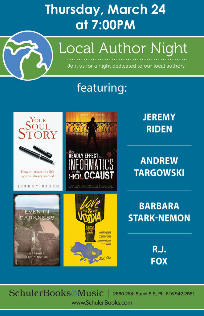 Grand Rapids Author Night- Schuler Books- March 24