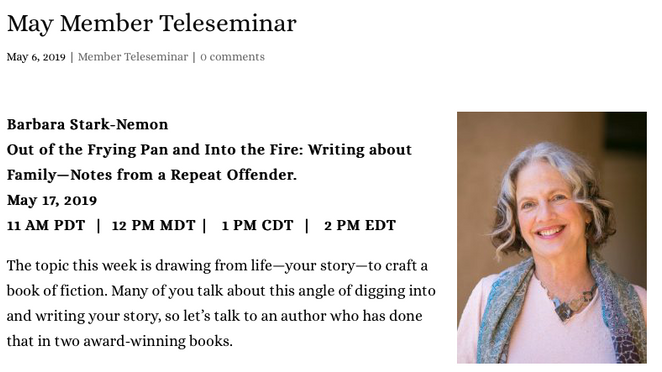 National Association of Memoir Writers Teleseminar- May 17