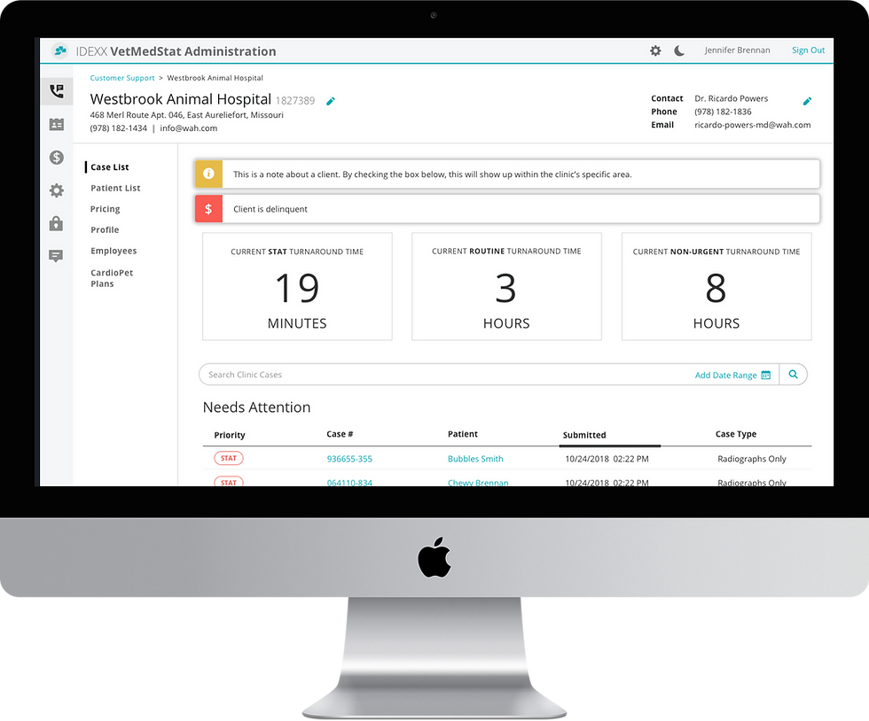 Admin case list view