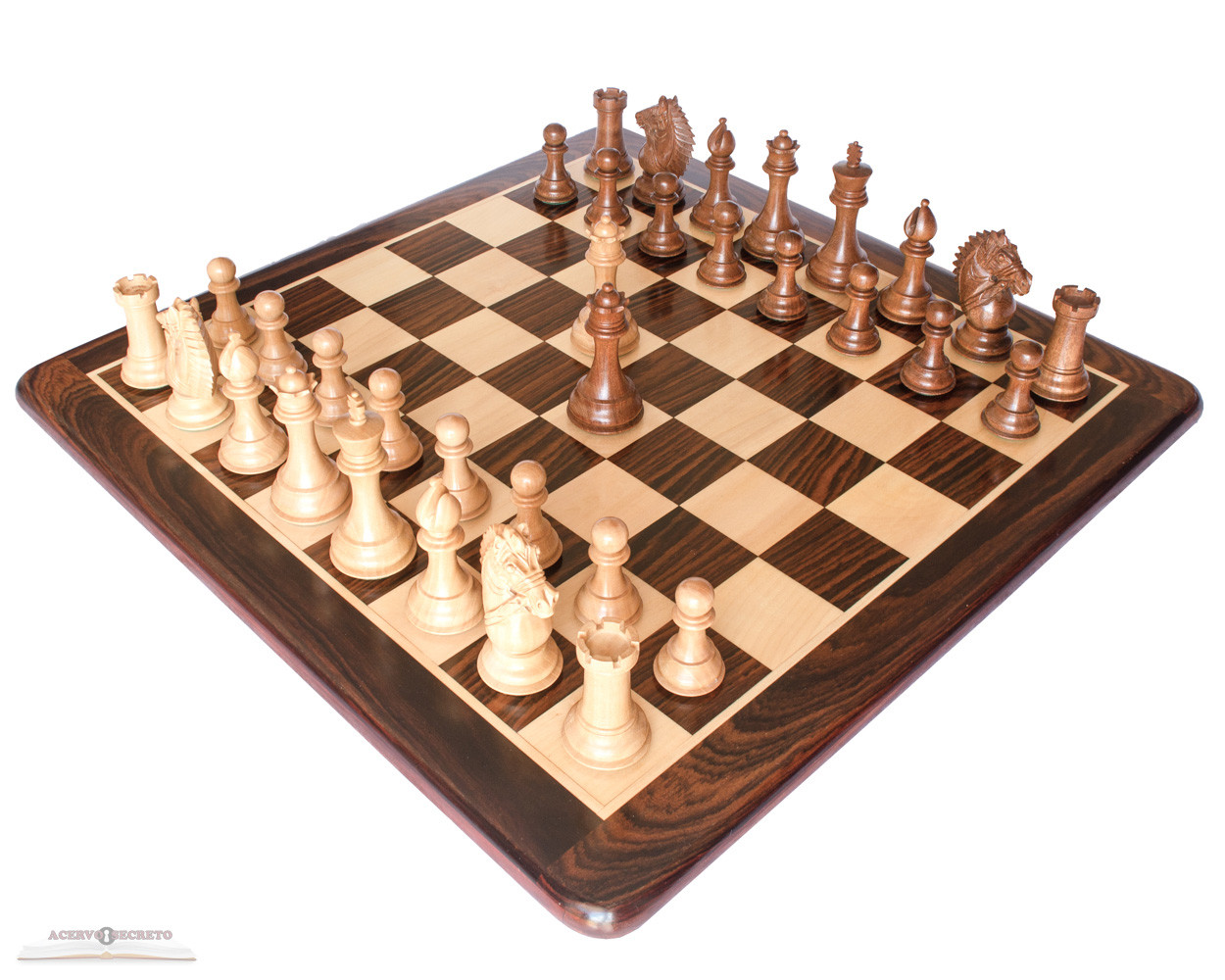 Xadrez de madeira para torneio: Rei 10cm + Tabuleiro 53cm