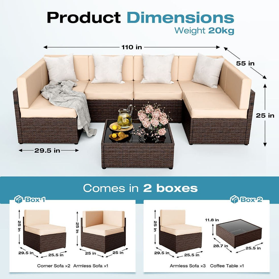 Thumbnail: Pamapic Rattan Outdoor Sectional Couch Set (7 Pieces)