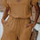 Thumbnail: Casual Brown Short Sleeve Pocketed Knit Romper