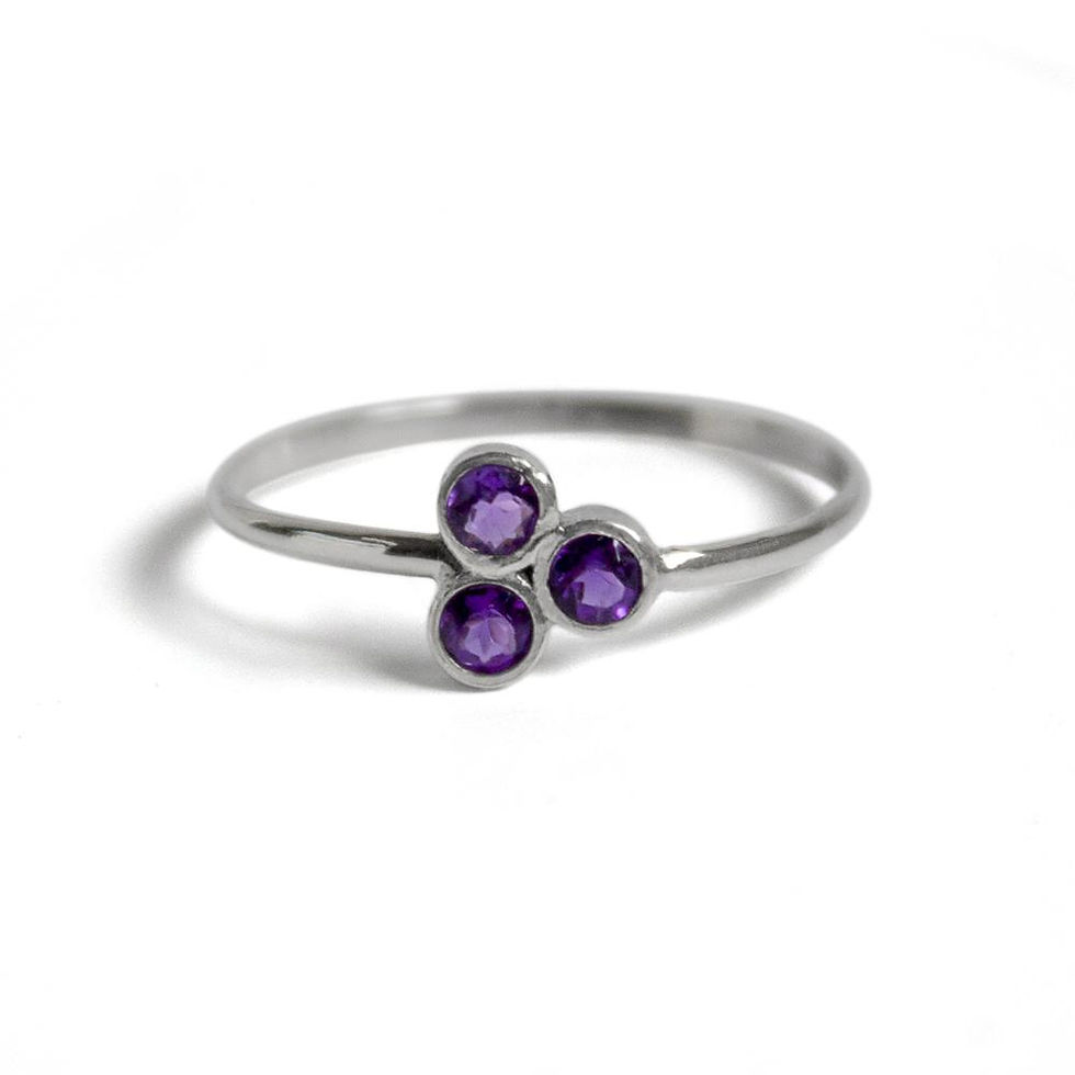 Thumbnail: Amethyst Cluster Sterling Silver Ring