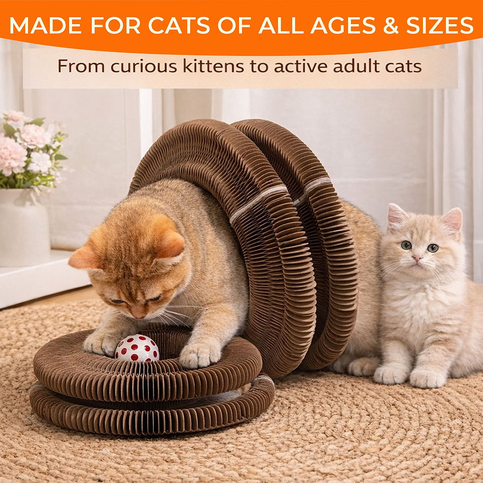 Thumbnail: 2PCS Kitty Curls Cat Toy - Foldable Accordion Cat Scratcher withBall 