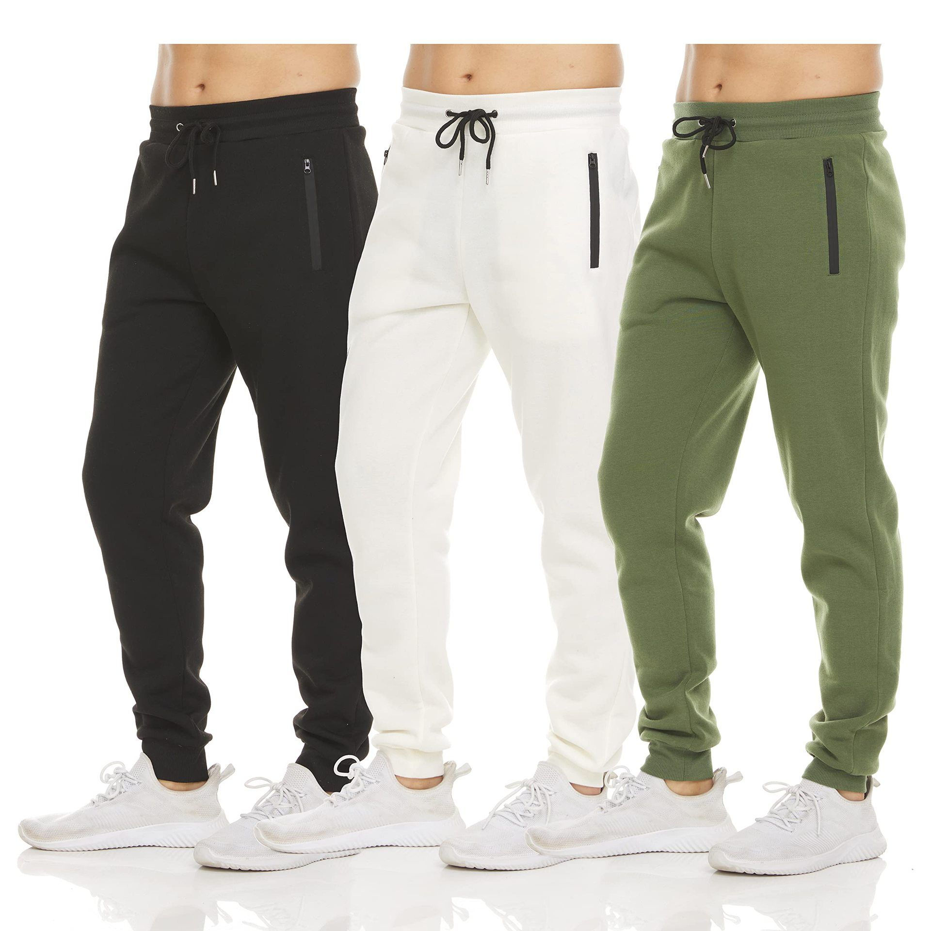 Mens 3 Pack Fleece Active Athletic Workout Jogger