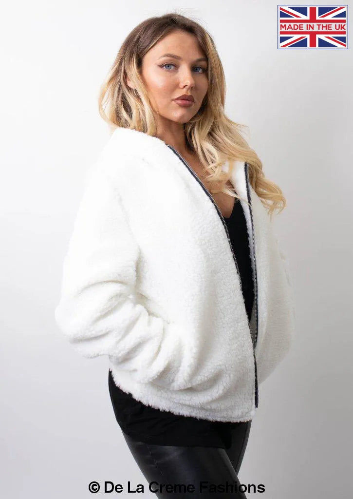 Thumbnail: Lauren Zip Up Hooded Borg Teddy Jacket