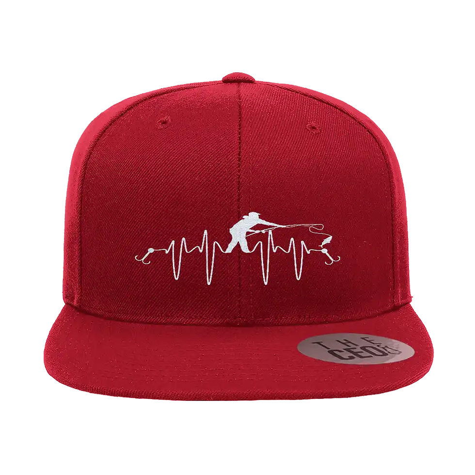 Thumbnail: Fishing Heart Beat Embroidered Flat Bill Cap