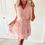 Thumbnail: Pink Split Neck Pom Pom Textured Flowy Mini Dress