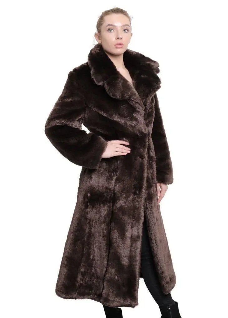 Thumbnail: De La Creme - Womens Faux Fur Long Coat