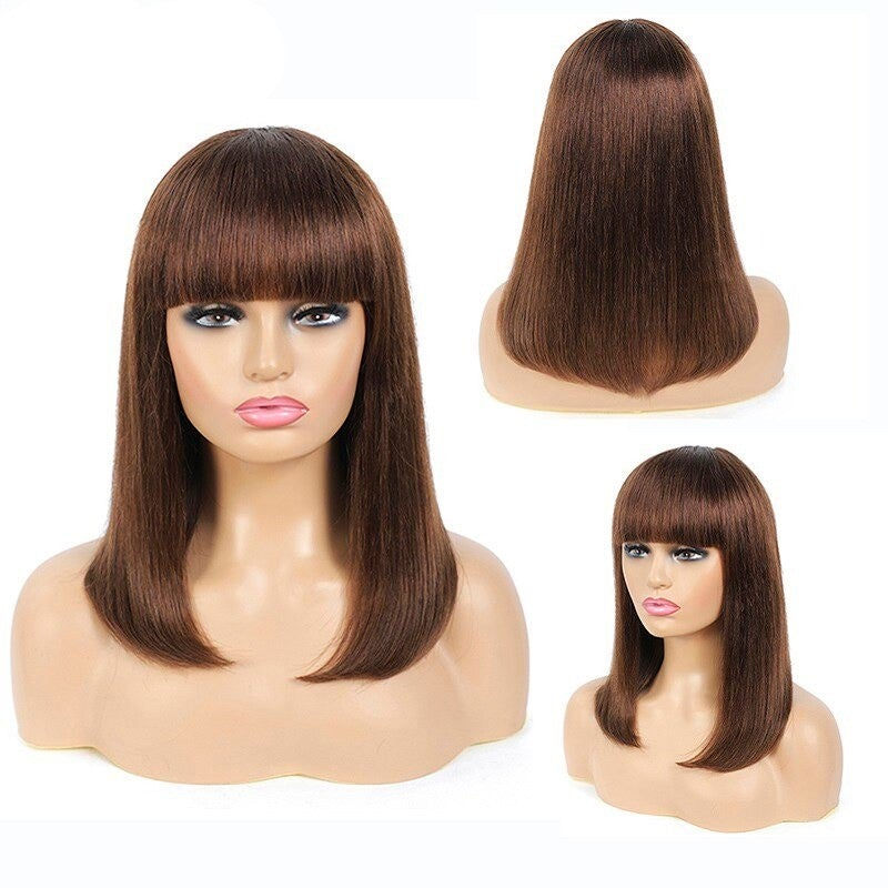 Thumbnail: #613 Brazilian 99J Burgundy Short Bob Remy Straight Human Hair Wigs Wi